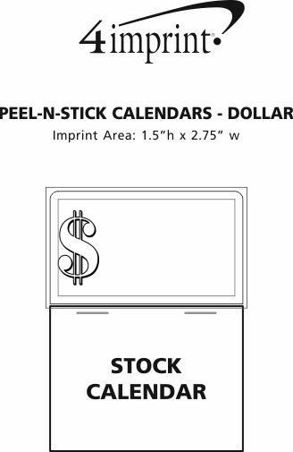 Imprint Area of Peel-N-Stick Calendar - Dollar Sign