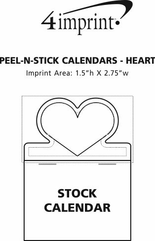 Imprint Area of Peel-N-Stick Calendar - Heart