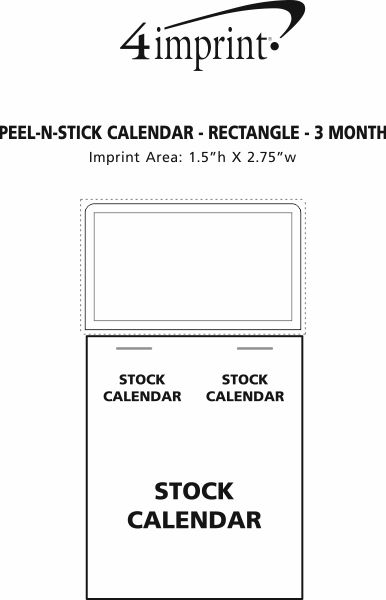Imprint Area of Peel-N-Stick Calendar - Rectangle - 3 Month