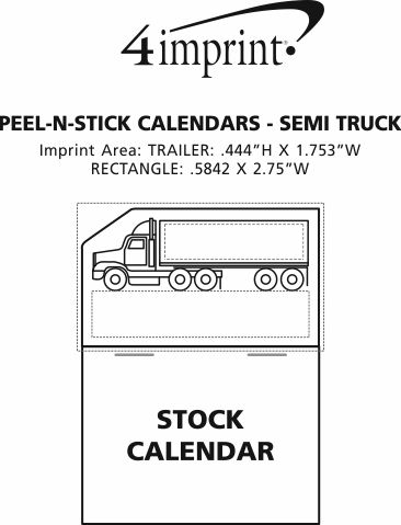 Imprint Area of Peel-N-Stick Calendar - Semi Truck