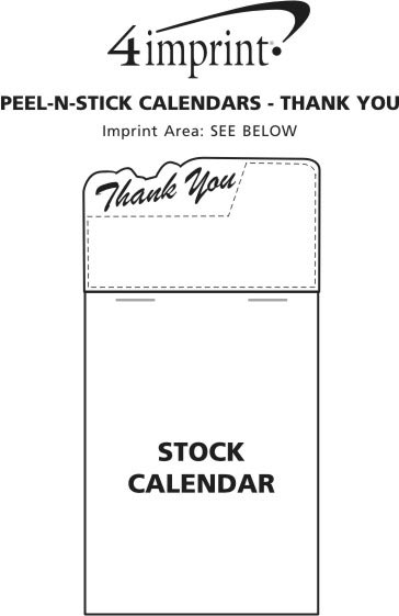 Imprint Area of Peel-N-Stick Calendar - Thank You