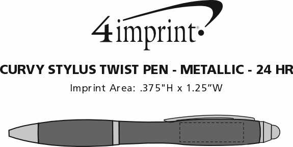 Imprint Area of Curvy Stylus Twist Pen - Metallic - 24 hr