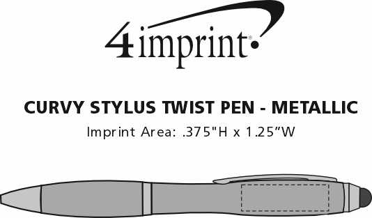 Imprint Area of Curvy Stylus Twist Pen - Metallic