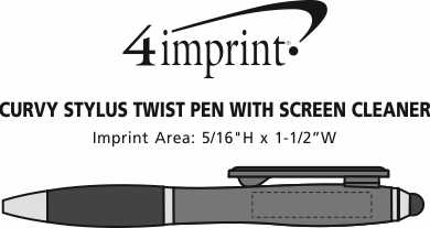 Imprint Area of Curvy Stylus Twist Pen with Screen Cleaner