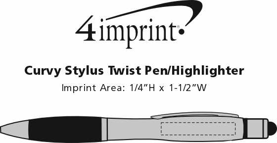 Imprint Area of Curvy Stylus Twist Pen/Highlighter