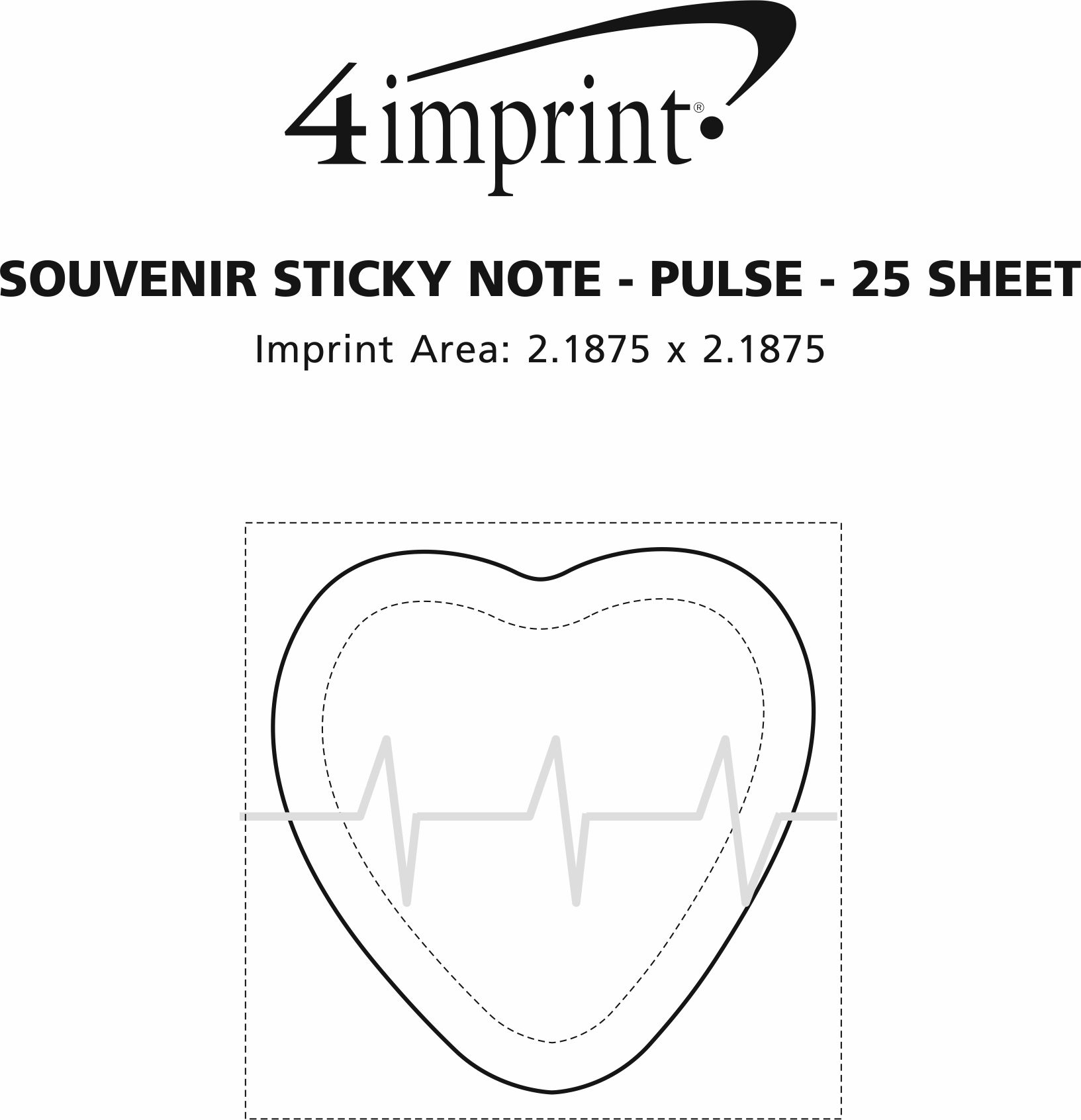 Imprint Area of Souvenir Sticky Note - Heart - Pulse - 25 Sheet