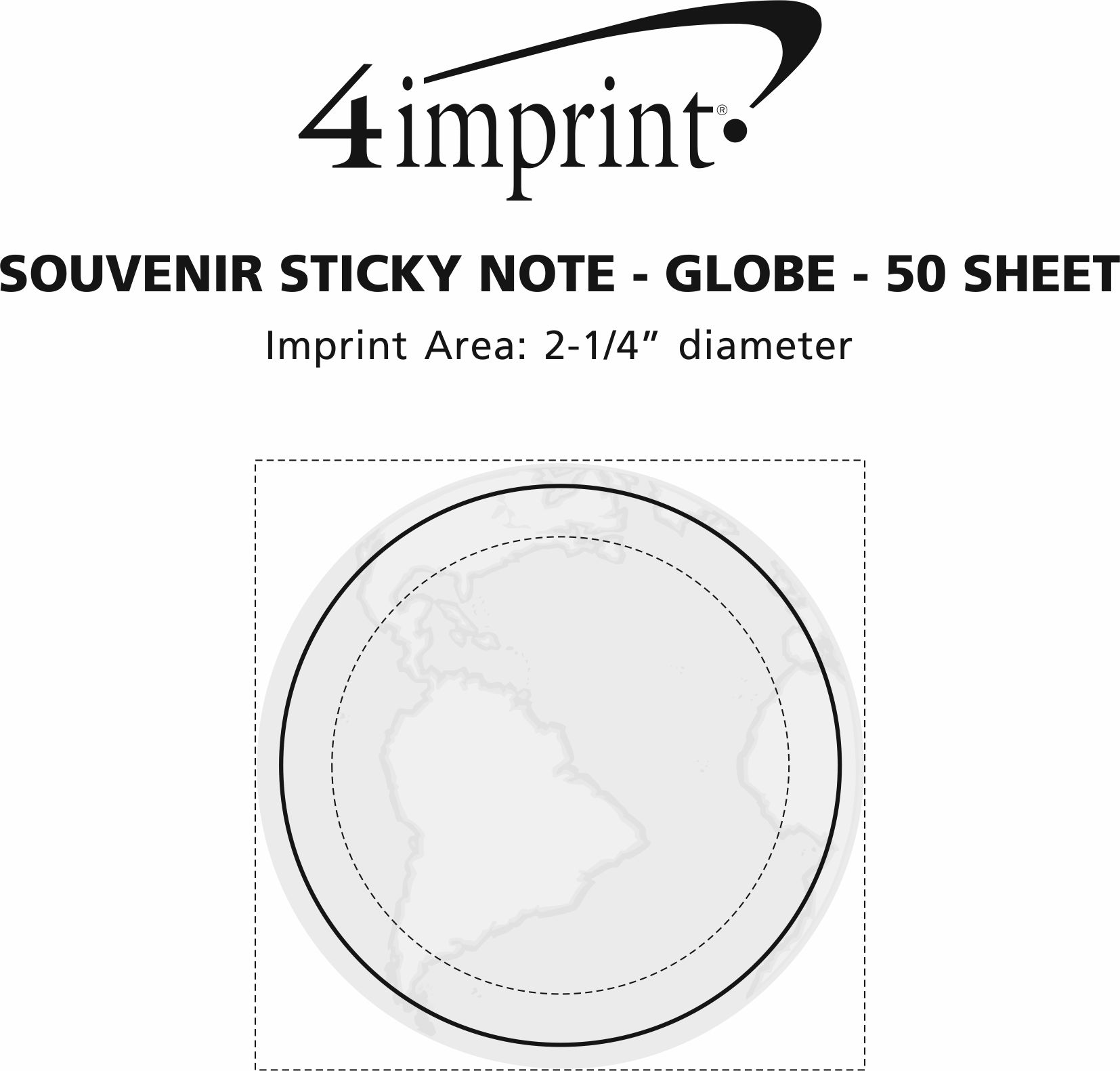 Imprint Area of Souvenir Sticky Note - Globe - 50 Sheet