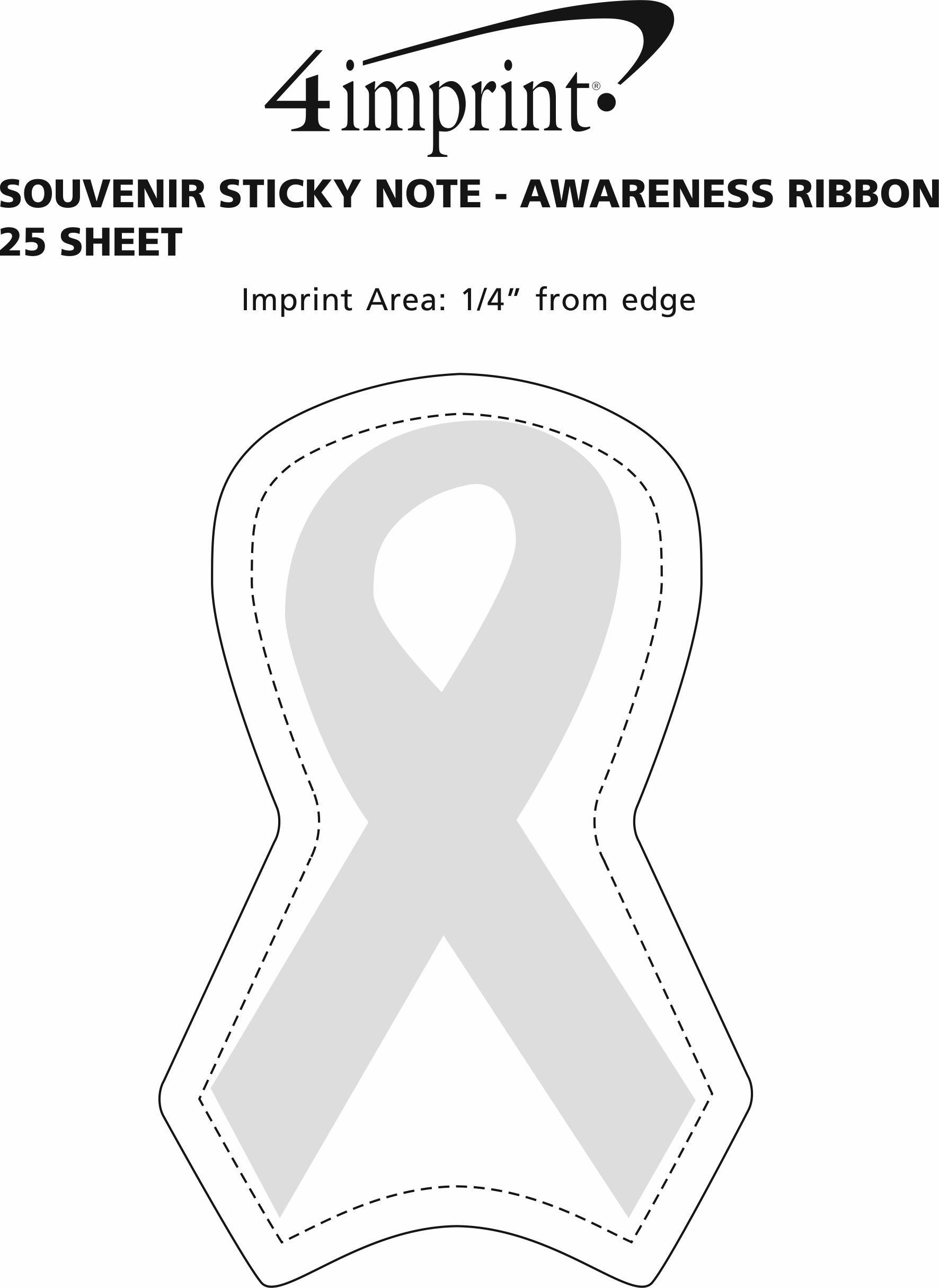 Imprint Area of Souvenir Sticky Note - Awareness Ribbon - 25 Sheet