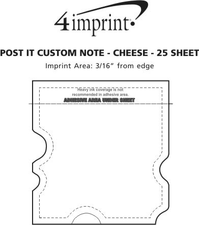 Imprint Area of Post-it® Custom Notes - Cheese - 25 Sheet