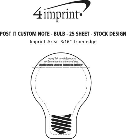 Imprint Area of Post-it® Custom Notes - Bulb - 25 Sheet - Stock Design