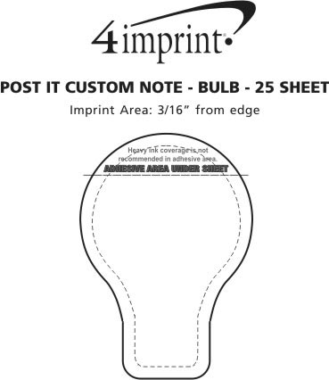 Imprint Area of Post-it® Custom Notes - Bulb - 25 Sheet