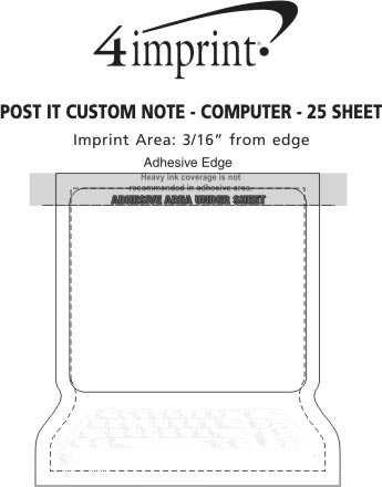 Imprint Area of Post-it® Custom Notes - Computer - 25 Sheet