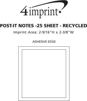 Imprint Area of Post-it® Notes - 3" x 2-3/4" - 25 Sheet - Recycled