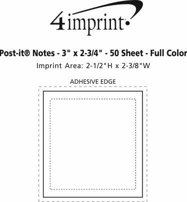 Imprint Area of Post-it® Notes - 3" x 2-3/4" - 50 Sheet - Full Color