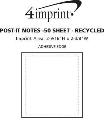 Imprint Area of Post-it® Notes - 3" x 2-3/4" - 50 Sheet - Recycled