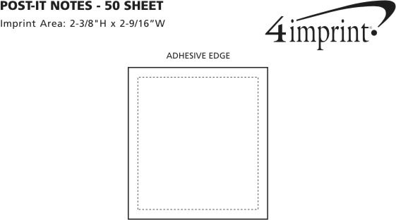 Imprint Area of Post-it® Notes - 3" x 2-3/4" - 50 Sheet