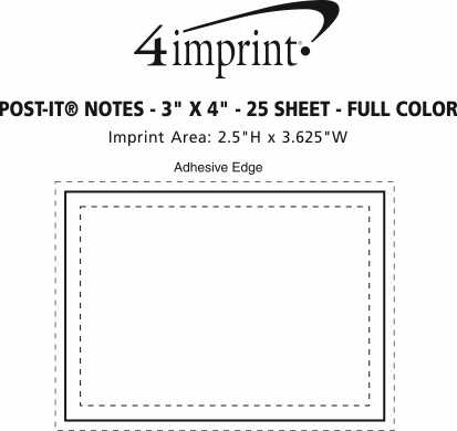 Imprint Area of Post-it® Notes - 3" x 4" - 25 Sheet - Full Color