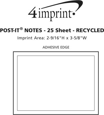 Imprint Area of Post-it® Notes - 3" x 4" - 25 Sheet - Recycled