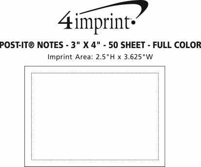 Imprint Area of Post-it® Notes - 3" x 4" - 50 Sheet - Full Color