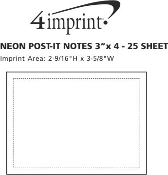 Imprint Area of Neon Post-it® Notes - 3" x 4" - 25 Sheet