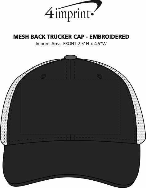 Imprint Area of Mesh Back Trucker Cap - Embroidered