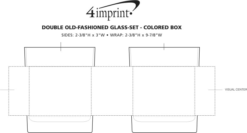 Imprint Area of Double Old-Fashioned Glass Set - Colored Box