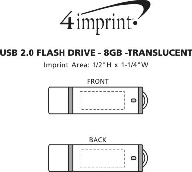Imprint Area of USB 2.0 Flash Drive - 8GB - Translucent