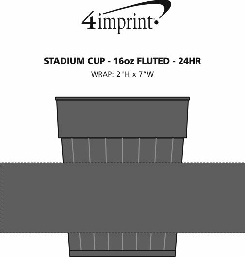 Imprint Area of Stadium Cup - 16 oz. - Fluted - 24 hr