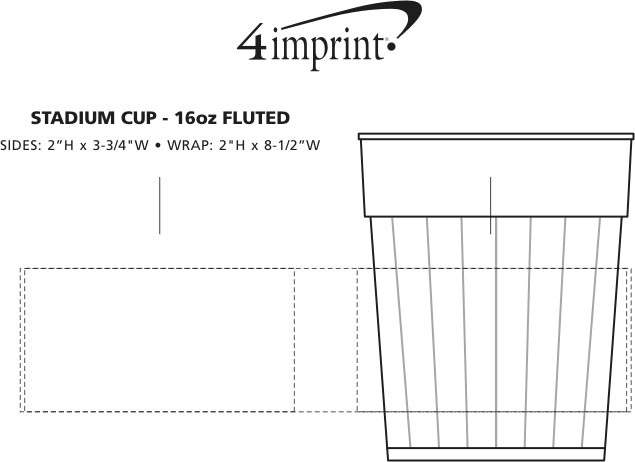 Imprint Area of Stadium Cup - 16 oz. - Fluted