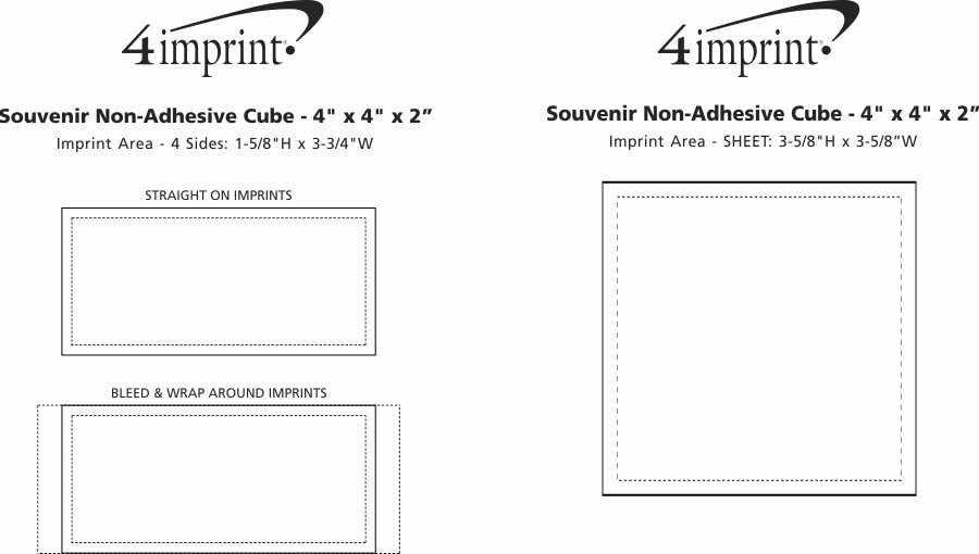 Imprint Area of Souvenir Non-Adhesive Cube - 4" x 4" x 2"