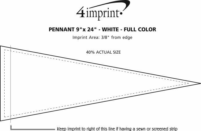 Imprint Area of Pennant 9" x 24" - White - Full Color