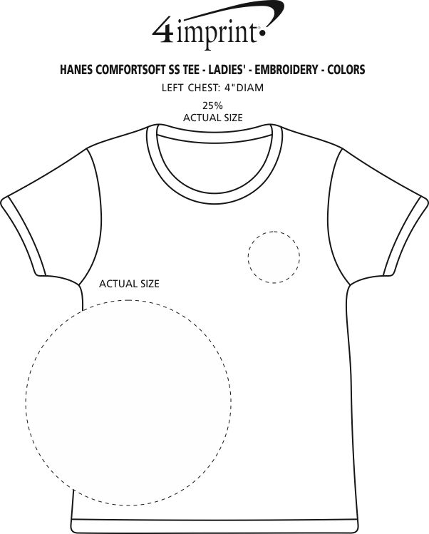 Imprint Area of Hanes Essential-T T-Shirt - Ladies' - Embroidered - Colors