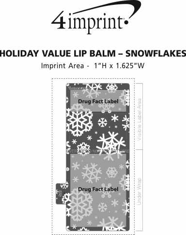 Imprint Area of Holiday Value Lip Balm - Snowflakes