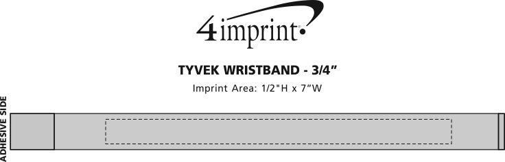 Imprint Area of Tyvek Wristband - 3/4"