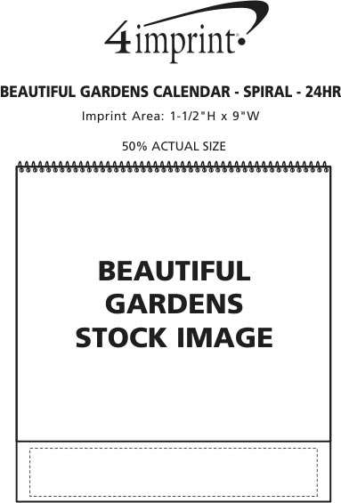 Imprint Area of Beautiful Gardens Calendar - Spiral - 24 hr
