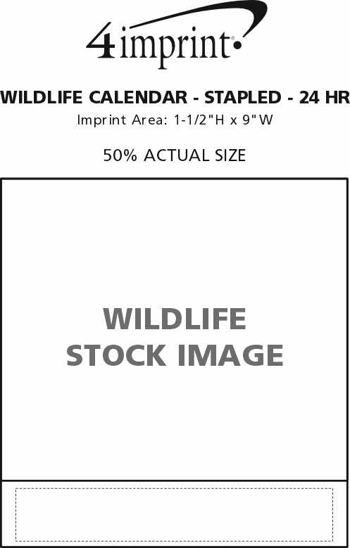Imprint Area of Wildlife Calendar - Stapled - 24 hr