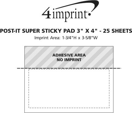 Imprint Area of Post-it® Super Sticky Pad - 3" x 4" - 25 Sheets