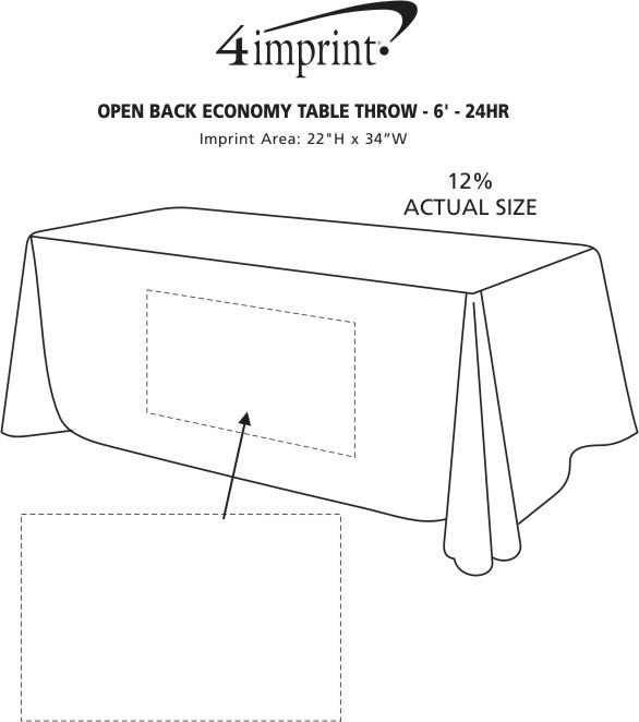 Imprint Area of Hemmed Open-Back Poly/Cotton Table Throw - 6' - 24 hr