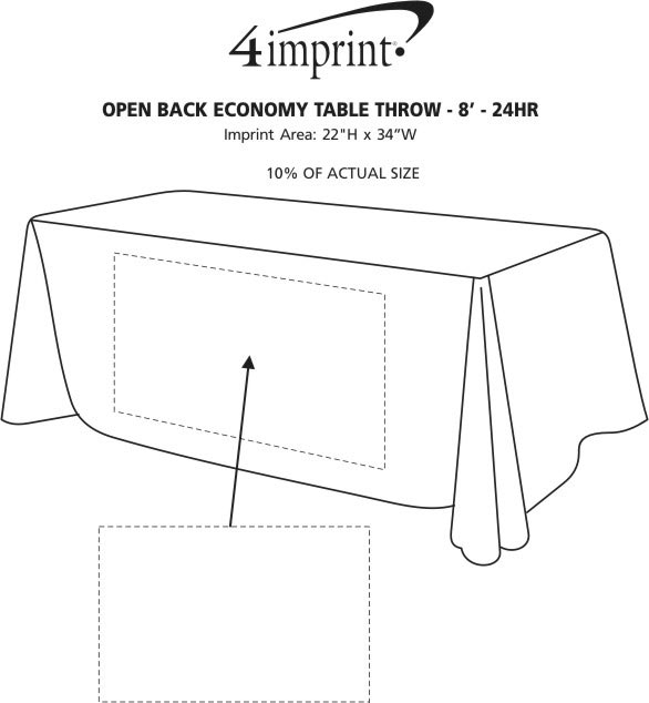 Imprint Area of Hemmed Open-Back Poly/Cotton Table Throw - 8' - 24 hr
