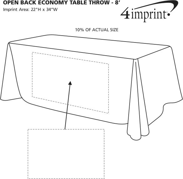 Imprint Area of Hemmed Open-Back Poly/Cotton Table Throw - 8'