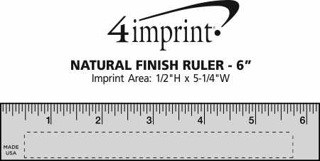 Imprint Area of Natural Finish Ruler - 6"