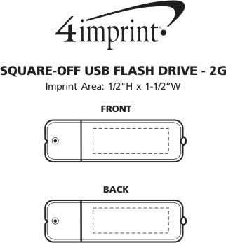 Imprint Area of Square-off USB Flash Drive - 2GB