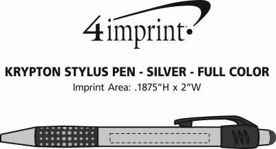 Imprint Area of Krypton Stylus Pen - Silver - Full Color