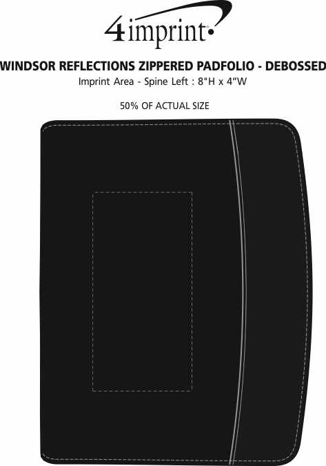 Imprint Area of Windsor Reflections Zippered Padfolio - Debossed - 24 hr