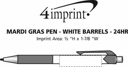 Imprint Area of Mardi Gras Pen - White - 24 hr