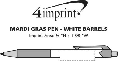 Imprint Area of Mardi Gras Pen - White Barrel