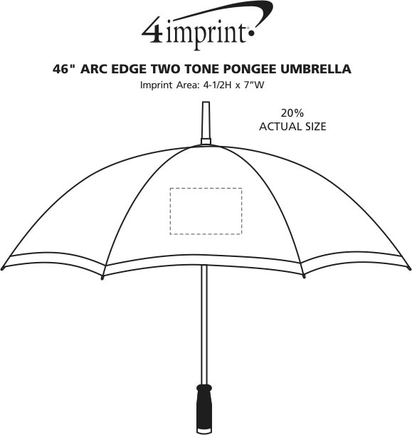 Imprint Area of Edge Two Tone Pongee Umbrella - 46" Arc