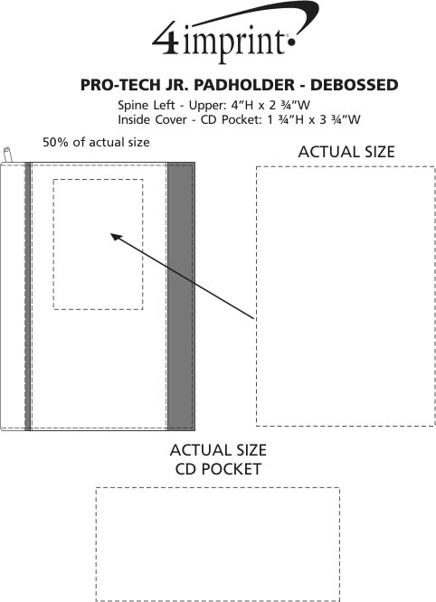 Imprint Area of ProTech Jr. Padholder - Debossed