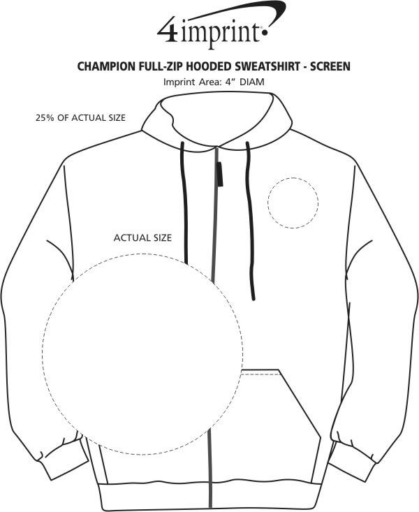 Imprint Area of Champion Powerblend Full-Zip Hoodie - Screen