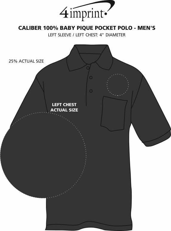 Imprint Area of Caliber 100% Baby Pique Pocket Polo - Men's